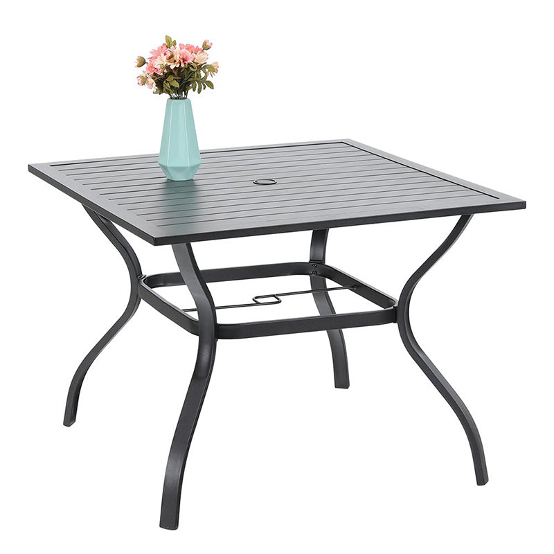 PHI VILLA Garden Dining Set 4 Seater Metal Table And Textilene Chair