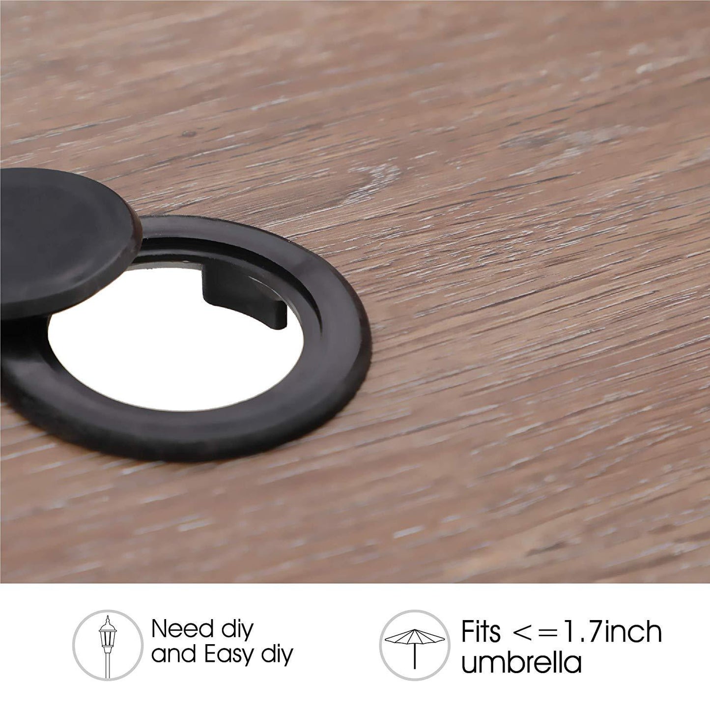Wood-Look Outdoor Dining Table Square Patio Table With Umbrella Hole