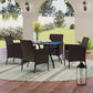 Garden Dining Set 4 Seater Metal Table and Cushioned Wicker Chairs