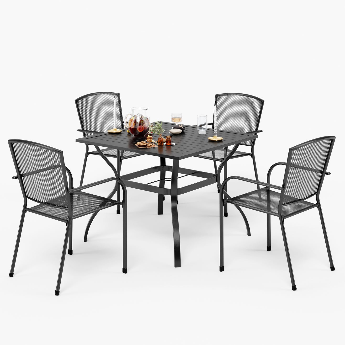 Garden Dining Set 4 Seater Metal Garden Table and Chairs