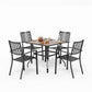PHI VILLA Outdoor Dining Sets 4 Seater Metal Garden Table and Chairs