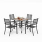 PHI VILLA Outdoor Dining Sets 4 Seater Metal Garden Table and Chairs Set