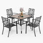 PHI VILLA Outdoor Dining Sets 4 Seater Metal Garden Table and Chairs