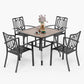 PHI VILLA Outdoor Dining Sets 4 Seater Metal Garden Table and Chairs Set