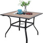 Wood-Look Outdoor Dining Table Square Patio Table With Umbrella Hole