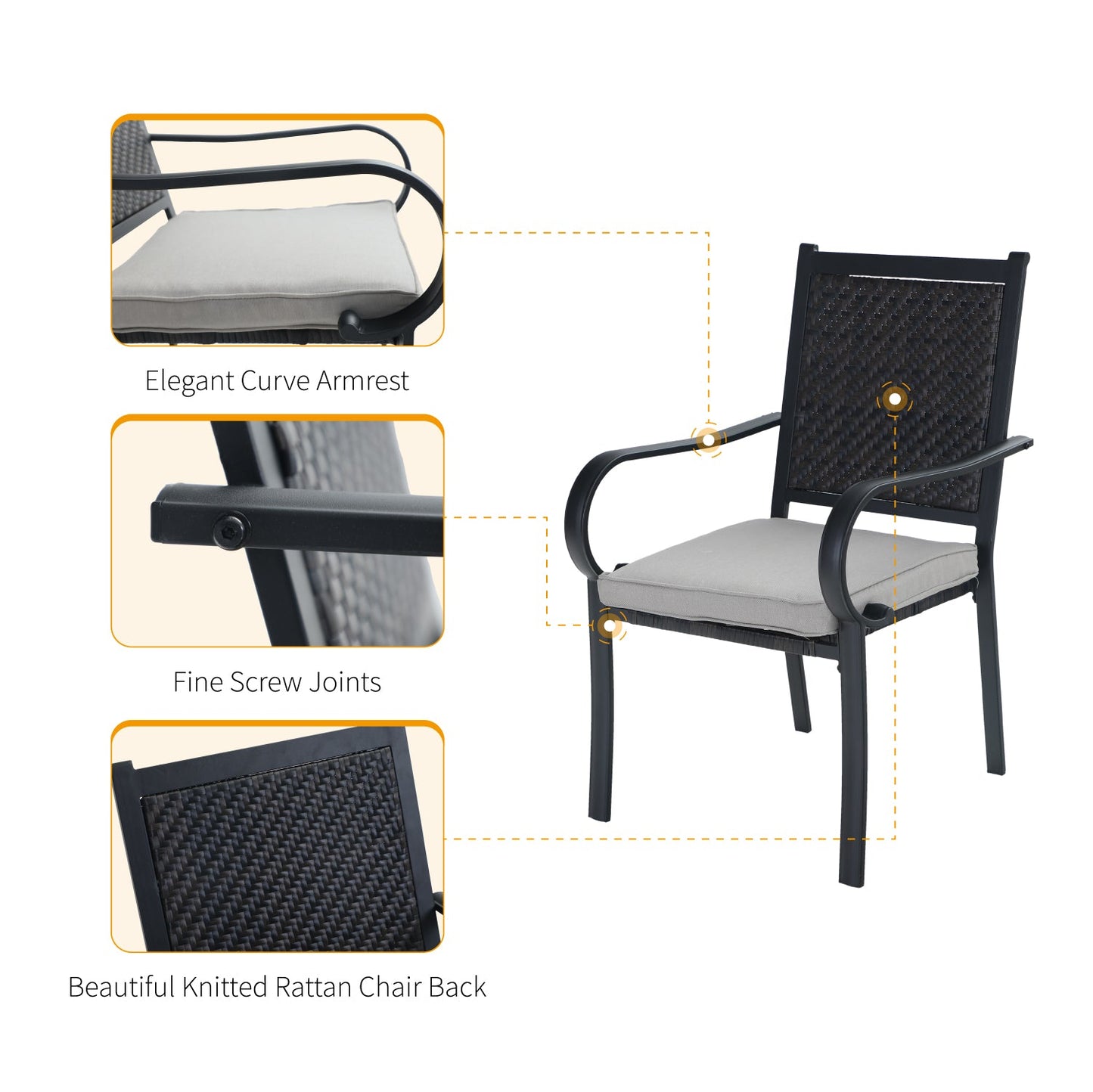 4 Seater Outdoor Dining Set Metal Table And Rattan Chairs