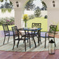 PHI VILLA Garden Dining Set 4 Seater Outdoor Dining Table And Stackable Garden Chairs