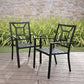 PHIVILLA Rectangle Patio Table and 6 Stackable Chairs 7-Piece Metal Outdoor Patio Dining Sets