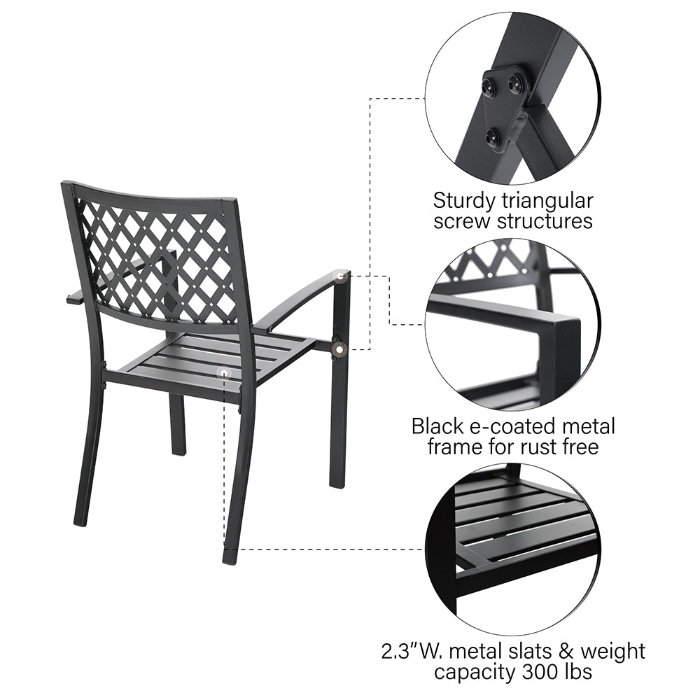 Metal Stackable Garden Chairs Outdoor Set of 2