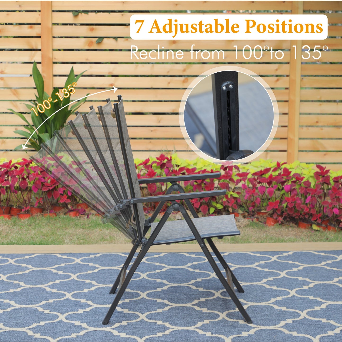 Folding Garden Chairs Outdoor Padded Reclining Garden Chairs Set of 2