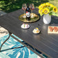 6 Seater Patio Set Metal Table and Outdoor Wicker Dining Chairs